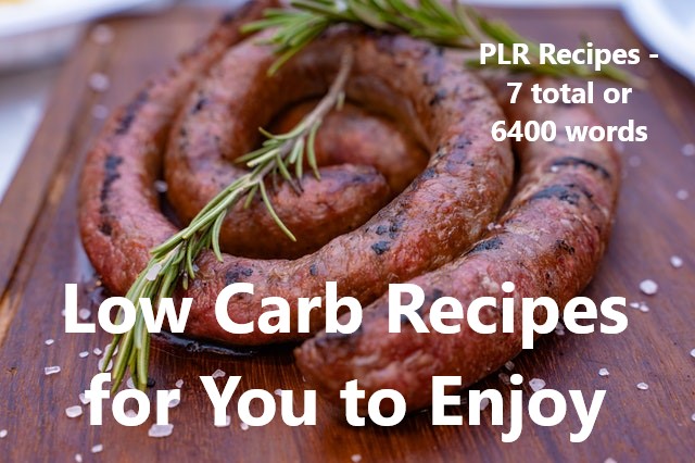 NEW Low Carb PLR Mini Pack: 7 Recipes with Private Label Rights