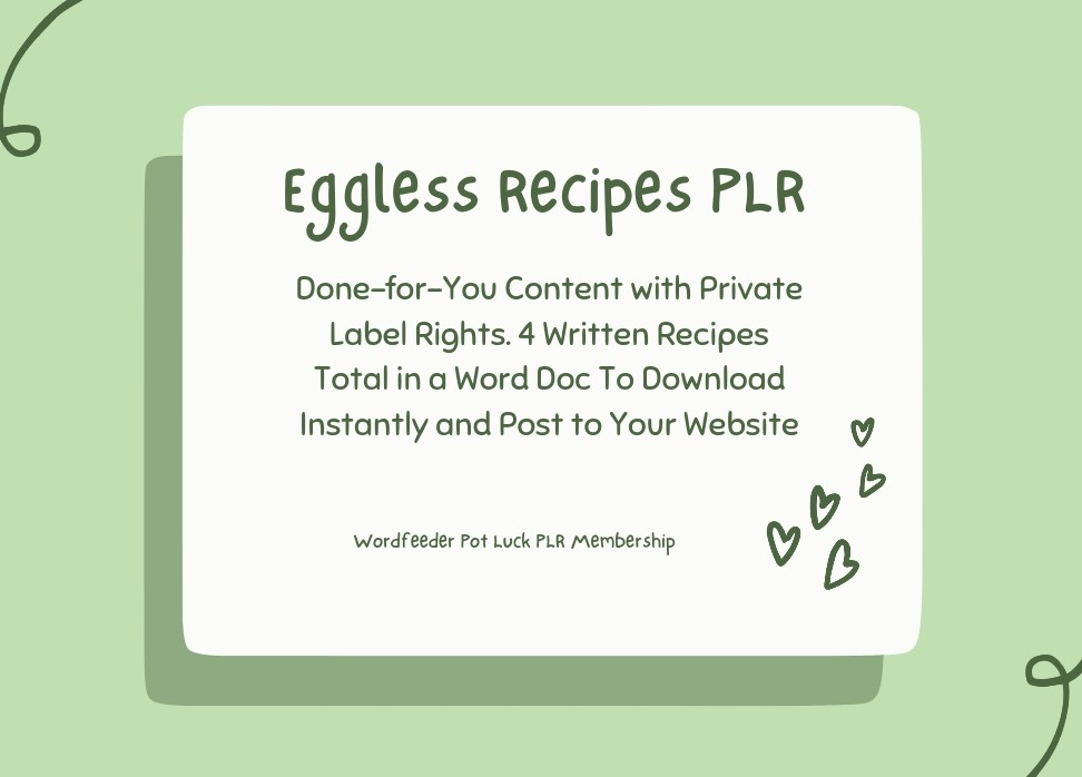 Eggless Recipes PLR Mini Pack Plus