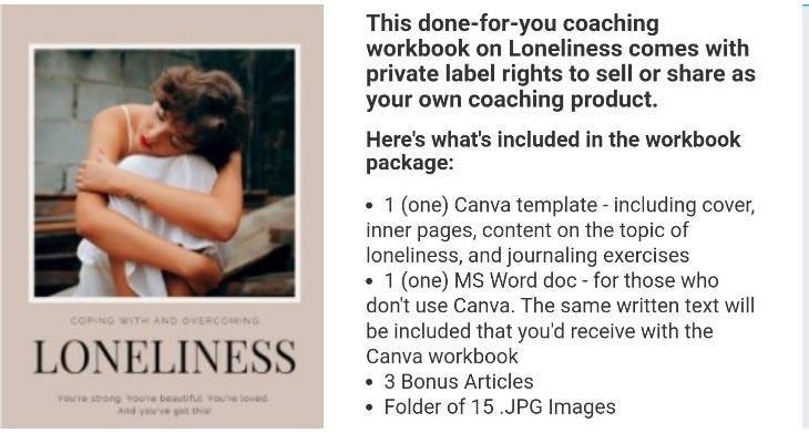 Loneliness Workbook in Canva with Private Label Rights