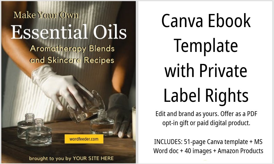 Essential Oils Recipe Book, Ebook, Guide in Canva with Private Label Rights, Resell Rights