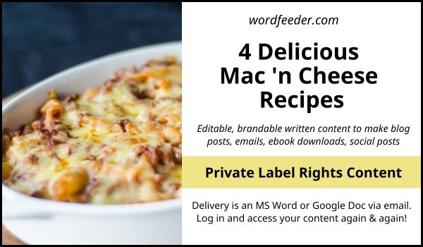 Macaroni and Cheese Recipes PLR – 4 Total, Private Label Rights