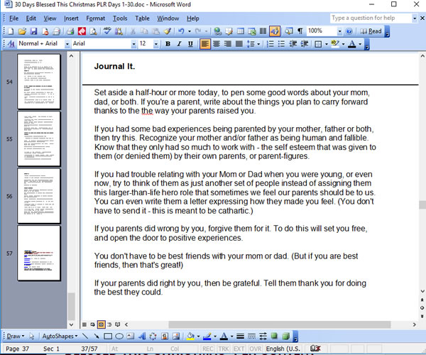 30 Days Blessed This Christmas Writing Sample