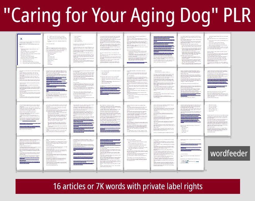 Caring for Your Aging Dog PLR Articles - All Pages