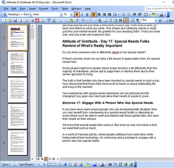 Attitude of Gratitude 30-Day Challenge PLR Done for You Email Challenge - Writing Sample Screen Shot: