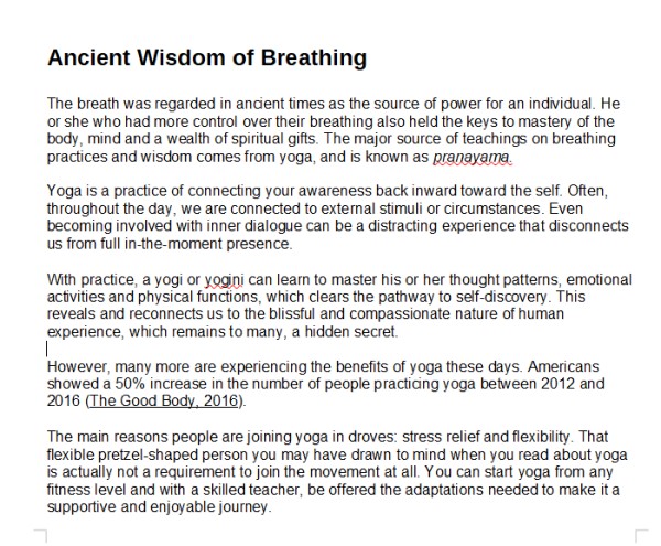 "Breathe in Better Health" Pranayama 7-Day Email or Social Media Challenge PLR Writing Sample 2