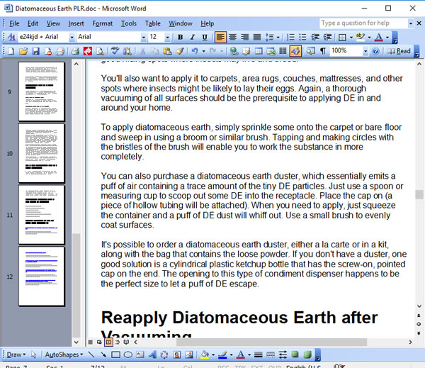 Diatomaceous Earth PLR - Written Content Sample