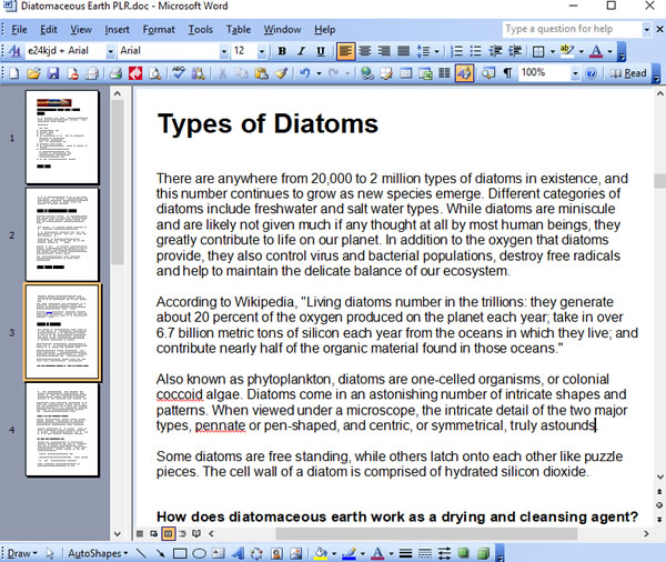 Diatomaceous Earth PLR - Written Content Sample