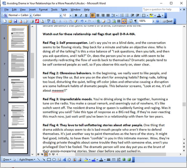 Avoiding Drama in Your Relationships PLR - Writing Sample Screen Shot 2