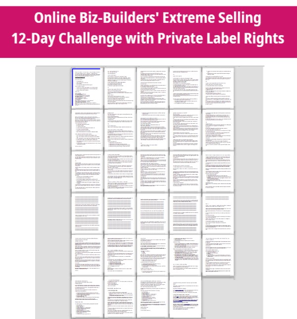 Online Biz-Builders' Extreme Selling 12-Day Challenge: Jump-Start Your Digital Product Sales PLR Content: All Pages Screen Shot