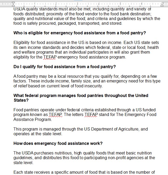 Food Pantry PLR Content Writing Sample Screen Shot 1