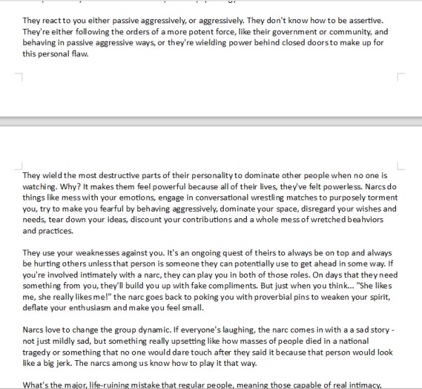 Free Narc PLR: Screen Shot Sample of the Writing