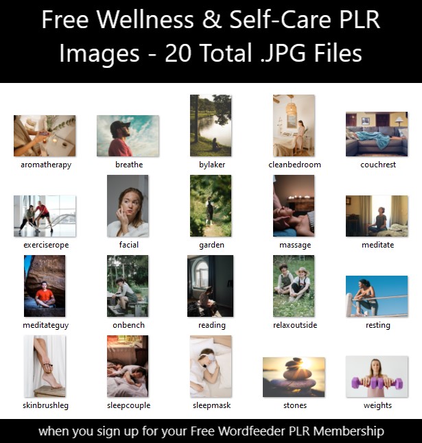 free wellnses and self care images plr