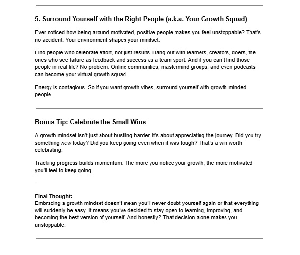 growth mindset articles plr sample