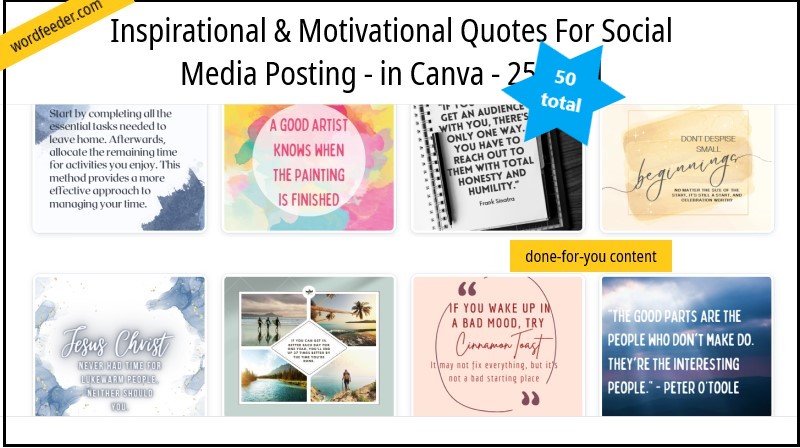 Inspirational and Motivational Quotes - Social-Ready Graphics in Canva - 50 Total
