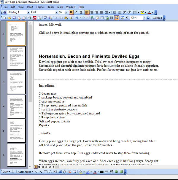 Low Carb Christmas Recipes PLR Recipe Writing Sample