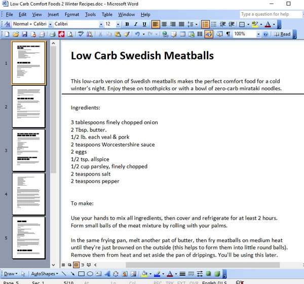 "Low-Carb Comfort Foods" PLR Pack 2 Writing Sample