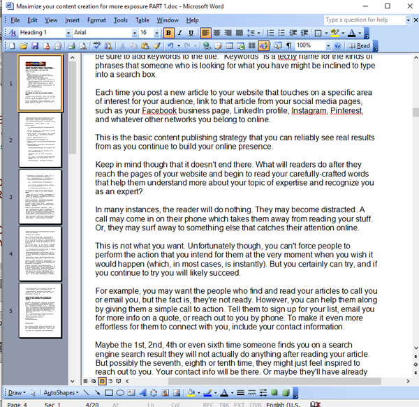 Maximize Your Content Productiotion PLR Articles Part 1 Screen Shot