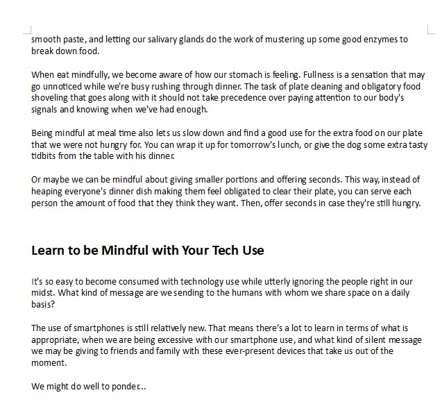 Mindfulness Every Day PLR 15 Articles Writing Sample