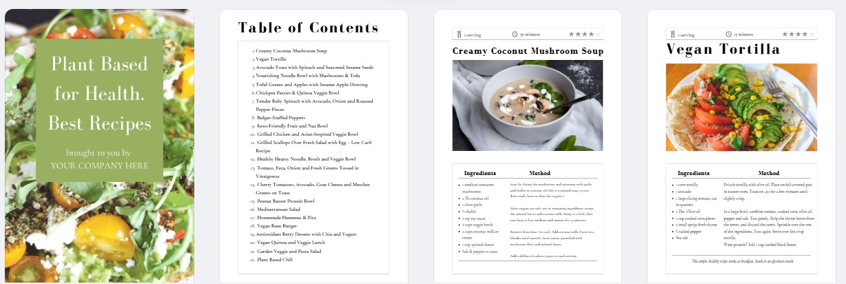 plant based recipes done for you canva ebook