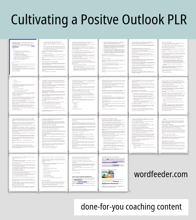 Cultivating a Positive Outlook for a More Meaningful and Rewarding Life PLR - Screen Shot, All Articles