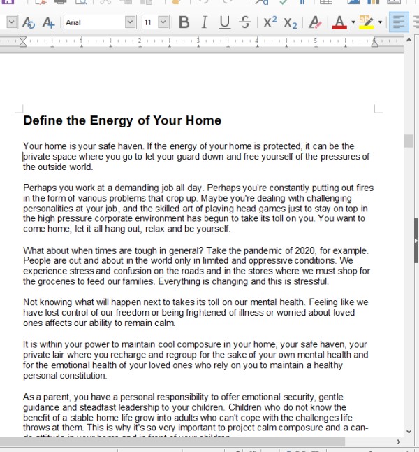 Protecting the Energy of Your Home PLR Articles Writing Sample Screen Shot