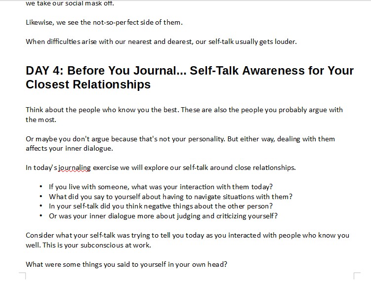 Self-Talk 10-Day Challenge PLR Writing Sample