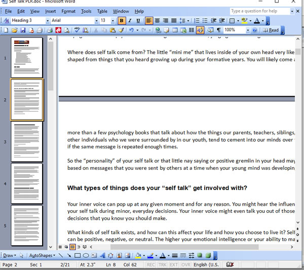 Empowering Self Talk PLR - 15 Articles Writing Sample Screen Shot