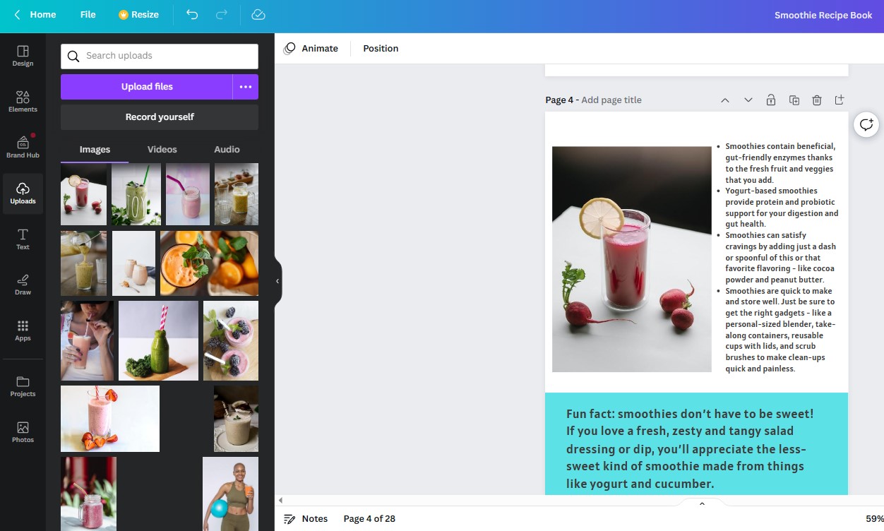 Smoothie Recipes PLR for Good Health, Gut Balance and Healthy Weight Loss PLR Ebook in Canva Screen Shot Template 2