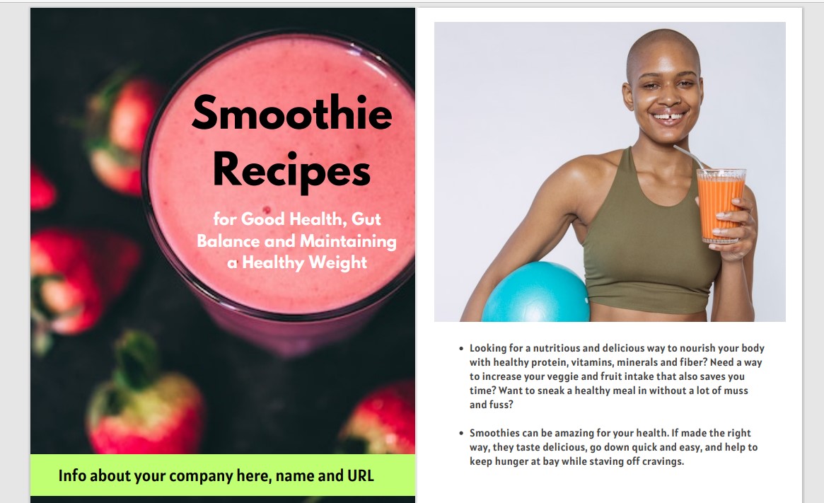 Smoothie Recipes for Good Health Ebook Package in Canva