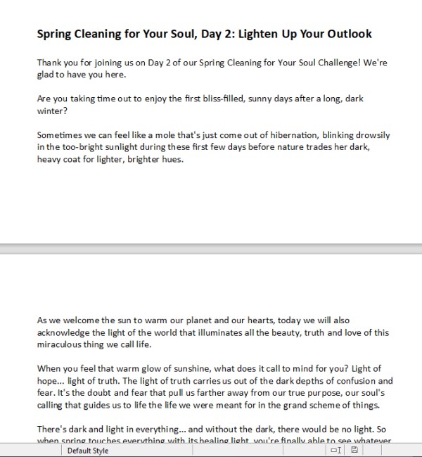 "Spring Cleaning for Your Soul" 15-Day Journaling Challenge PLR Content Sample 2