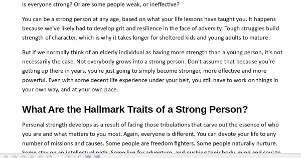 How to Be a Strong Person PLR Articles Writing Sample