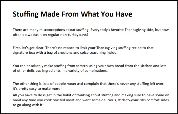 Thanksgiving and Comfort Food Recipes PLR