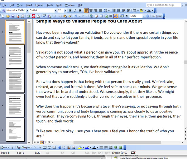 Validation PLR Articles  Writing Sample