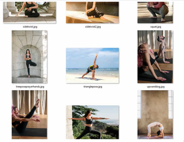 Free Yoga Pose Images - 34 Total (to use with our PLR Yoga Courses)